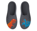 Side view of a Native Shoes Kids Miles Block Kids Footwear in Gravity Grey / Shell White / Dinosaur Block