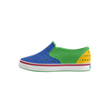 Side view of a Native Shoes Kids Miles Block Kids Footwear in Hilly Green / Shell White / Uv Freesia Block