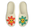 Side view of a Native Shoes Kids Miles Block Kids Footwear in Bone White / Shell White / Happy Flower Block