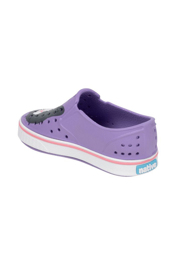 Bottom view of a Native Shoes Kids Miles Block Kids | Taro Samba Bling / Shell White Footwear in Taro Samba Bling / Shell White
