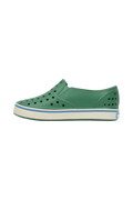 Side view of a Native Shoes Kids Miles Kids Footwear in Hntrgr/Bnwht