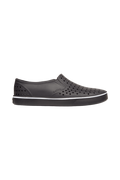 Side view of a Native Shoes Adults Miles Wanderfoam Footwear in Jiffy Black / Jiffy Black