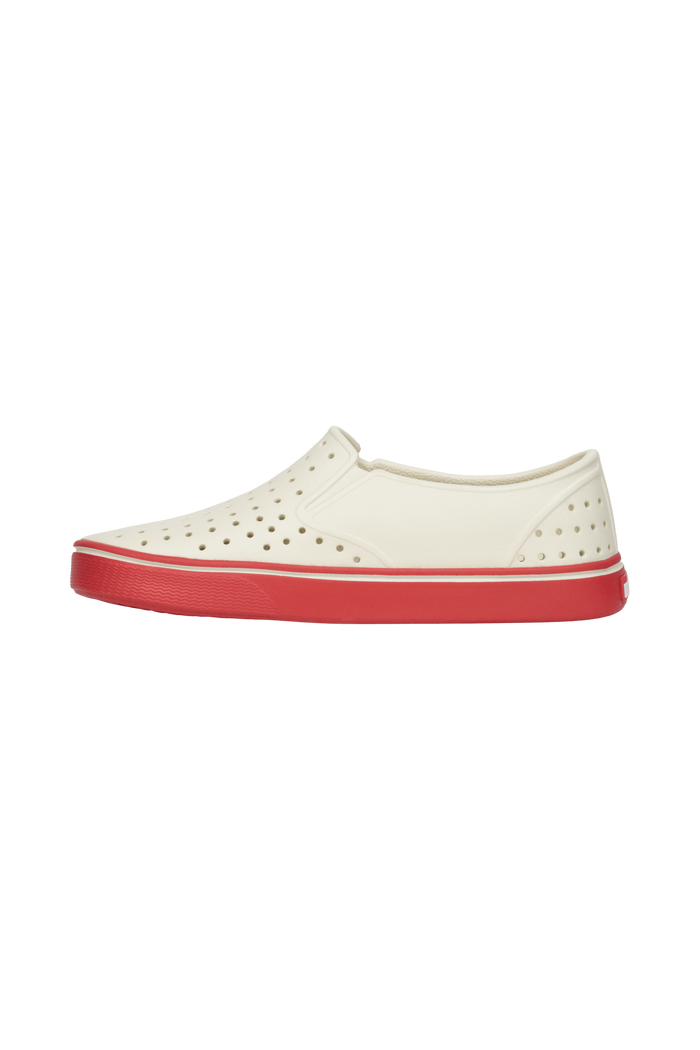 Angled view of a Native Shoes Miles Wanderfoam | Bnwht/Luckrd Footwear in Bnwht/Luckrd