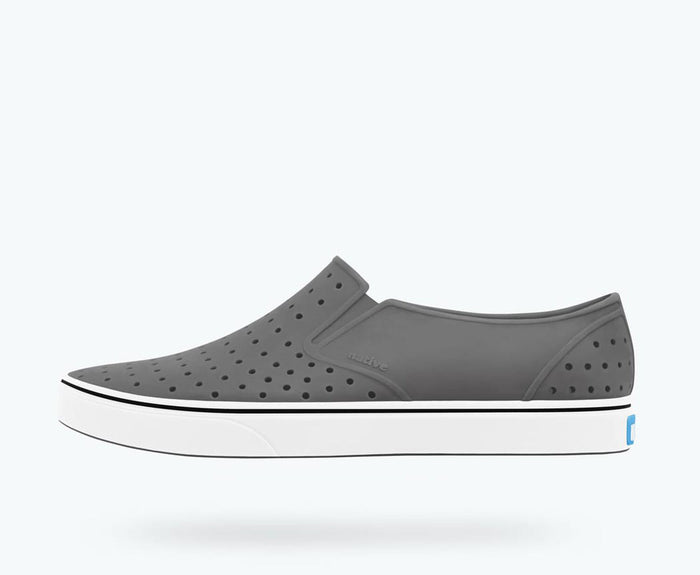 Side view of a Native Shoes Adults Miles Footwear in Dublin Grey / Shell White