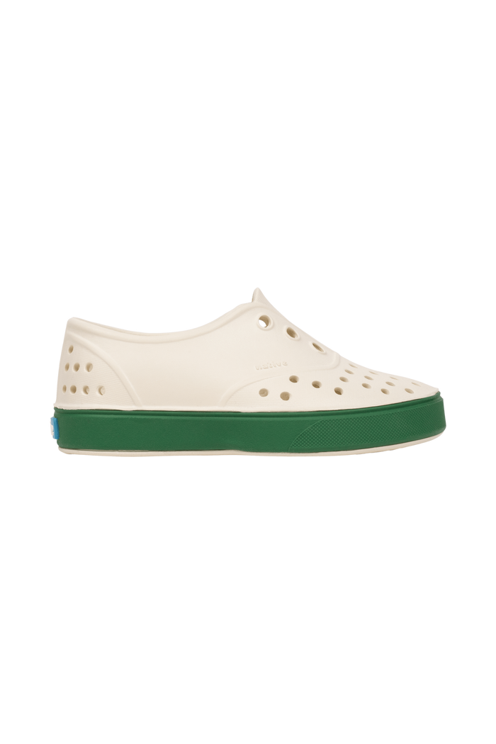 Side view of a Native Shoes Kids Miller Kids Footwear in Bnwht/Hntrgr