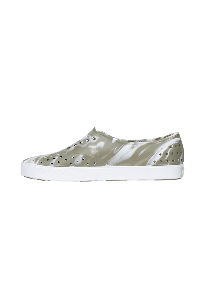 Angled view of a Native Shoes Miller Wanderfoam Marbled | Vetshlmarble/Shlwht Footwear in Vetshlmarble/Shlwht