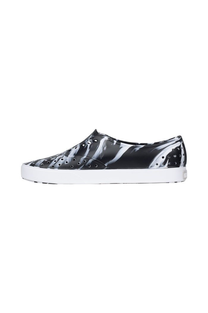 Angled view of a Native Shoes Miller Wanderfoam Marbled | Jfyshlmarble/Shlwht Footwear in Jfyshlmarble/Shlwht