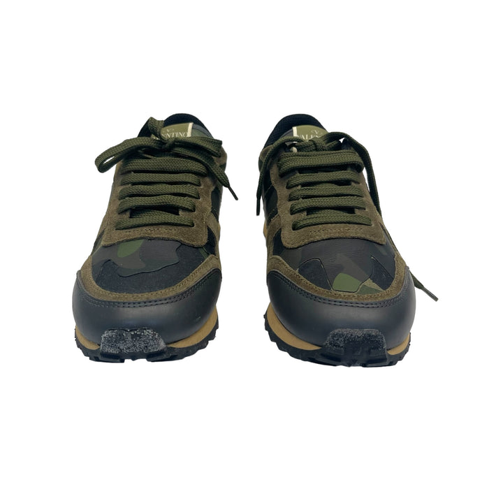 Valentino Multicolor Camo Print Leather and Suede Rockrunner Sneakers Size EU 35