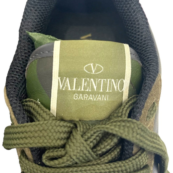 Valentino Multicolor Camo Print Leather and Suede Rockrunner Sneakers Size EU 35