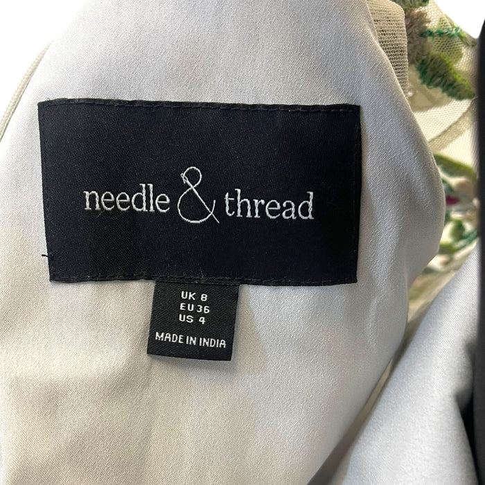 Needle and Thread Lazy Daisy Embroidered Grey Floral Dress EU 36