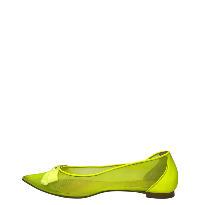 Christian Louboutin Neon Green Mesh Flats EU 38