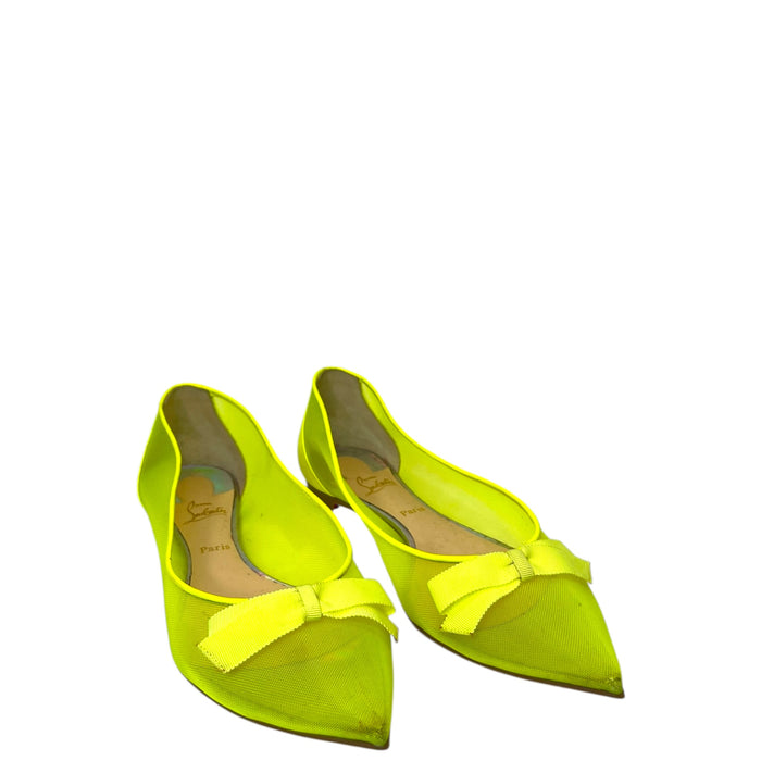 Christian Louboutin Neon Green Mesh Flats EU 38