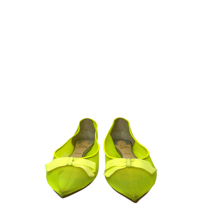 Christian Louboutin Neon Green Mesh Flats EU 38