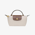 Longchamp Off White Nylon Le Pliage Handle Pouch