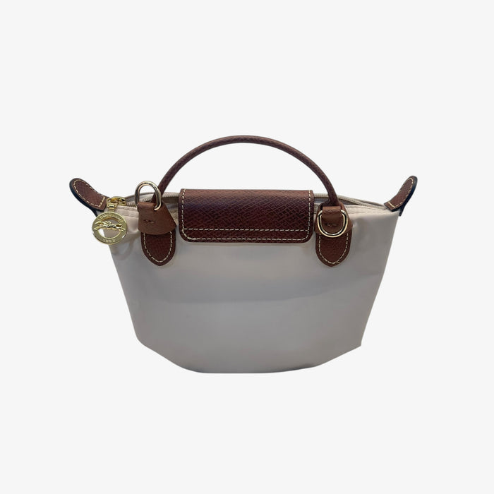 Longchamp Off White Nylon Le Pliage Handle Pouch