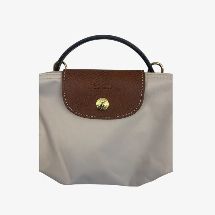 Longchamp Off White Nylon Le Pliage Handle Pouch