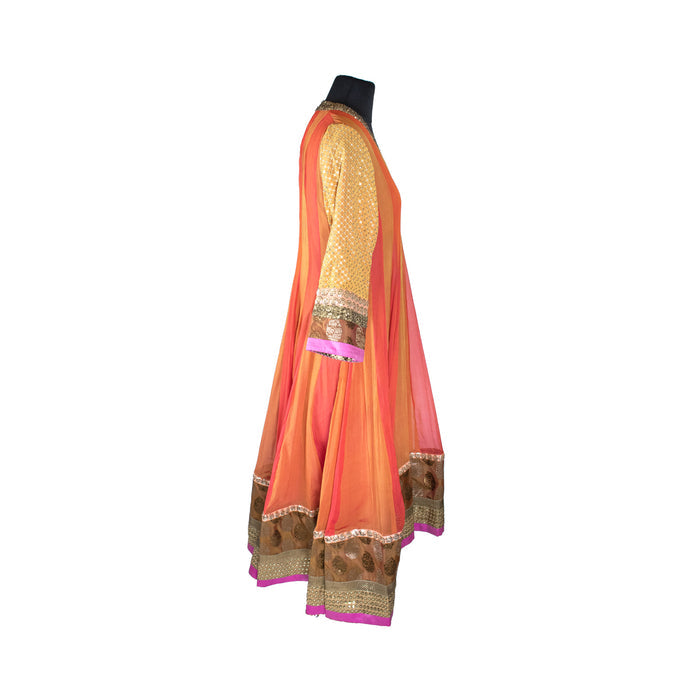 Orange Pink Kurti With Dupatta