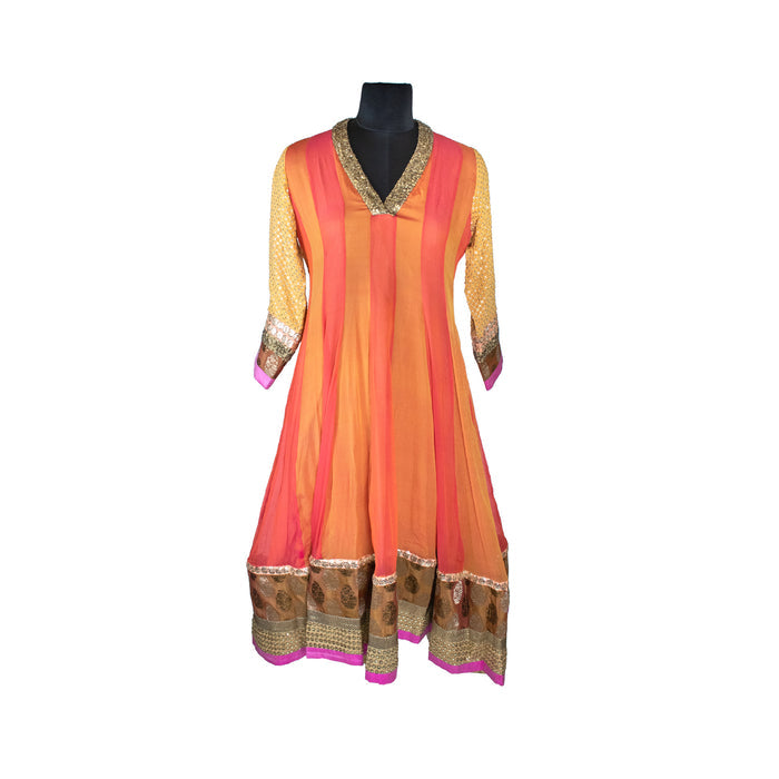Orange Pink Kurti With Dupatta