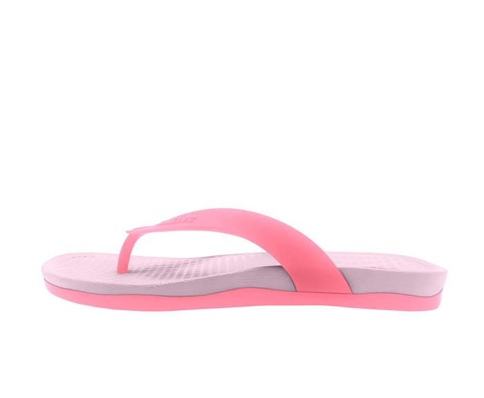 Side view of a Native Shoes Adults Paolo Wanderfoam Footwear in Barely Pink / Flamingo Pink