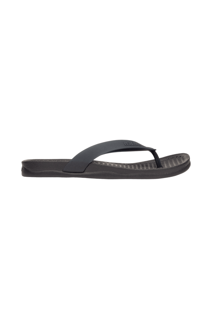 Side view of a Native Shoes Adults Paolo Wanderfoam Footwear in Jiffy Black / Jiffy Black