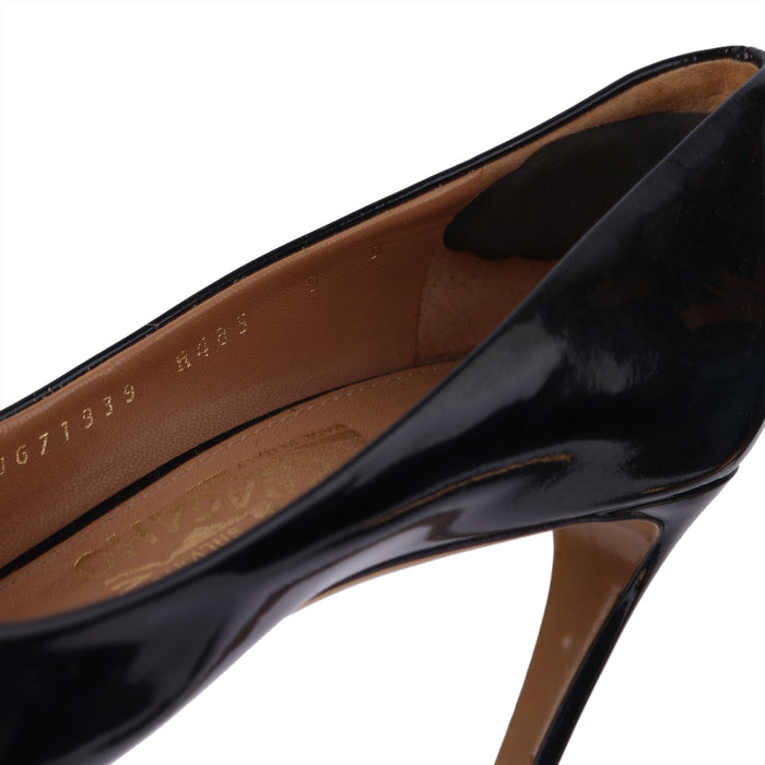 Patent Leather Vara Bow Peep Toe Pumps