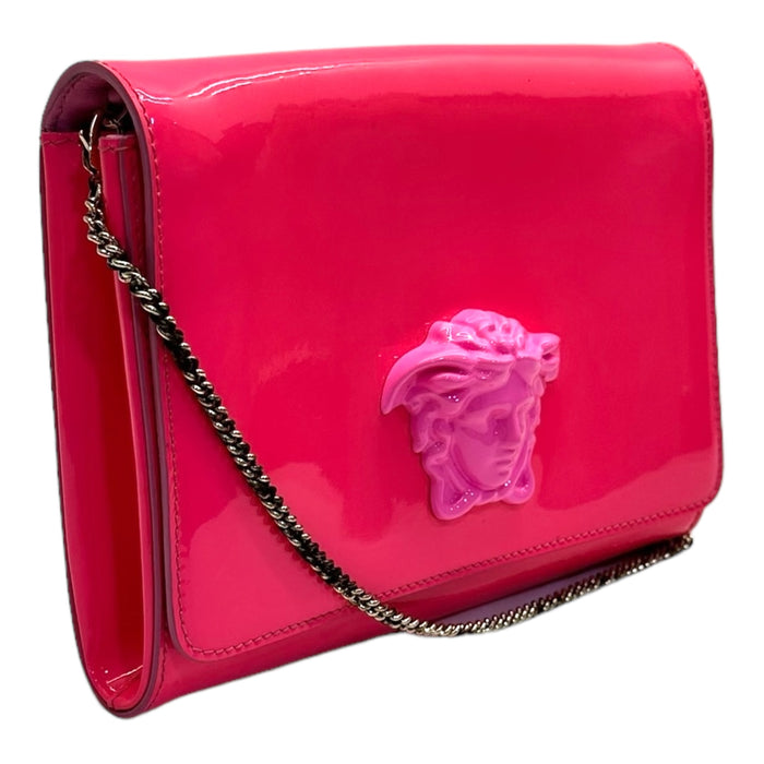 Versace Patent Palazzo Medusa Chain Evening Bag