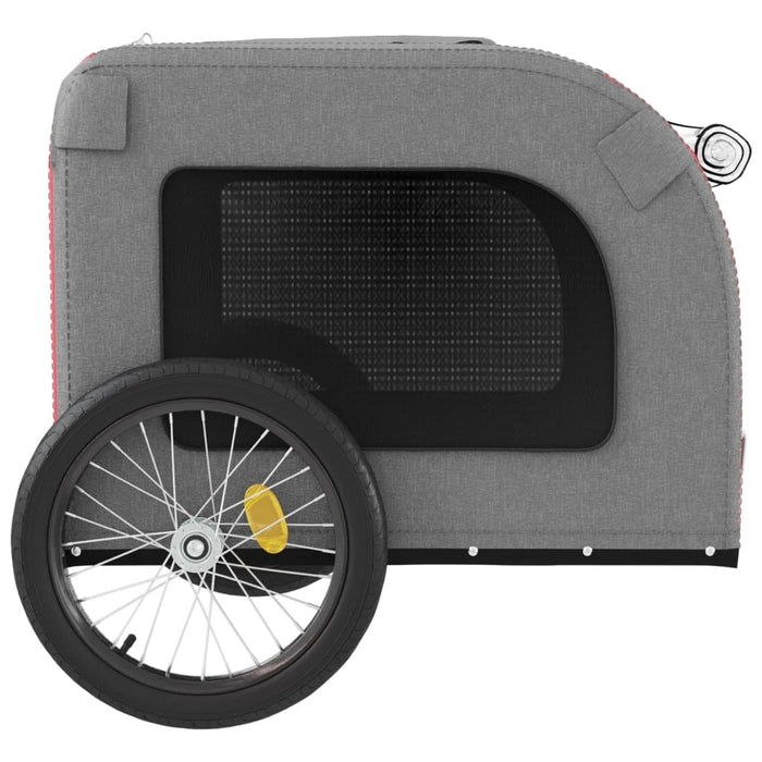 Pet Bike Trailer Red Grey Oxford Fabric Iron Dog Bicycle Cart 45kg Foldable