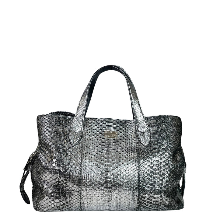 Philipp Plein Skull Tote Bag Silver Leather