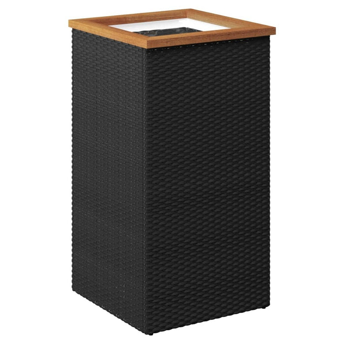 Planter Poly Rattan Steel Frame Garden Outdoor Patio Decor 40x40x80cm Black