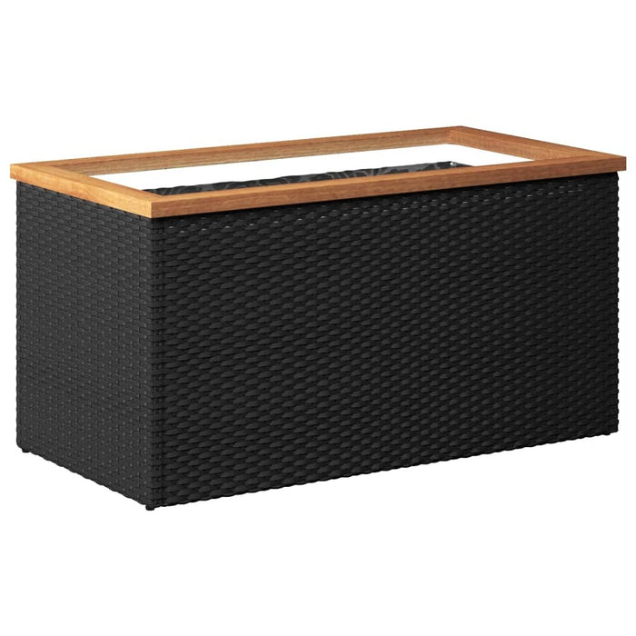 Planter Poly Rattan Steel Frame Garden Outdoor Patio Decor 80x40x40cm Black