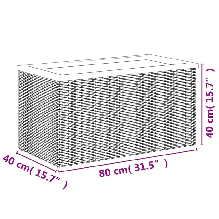 Planter Poly Rattan Steel Frame Garden Outdoor Patio Decor 80x40x40cm Black