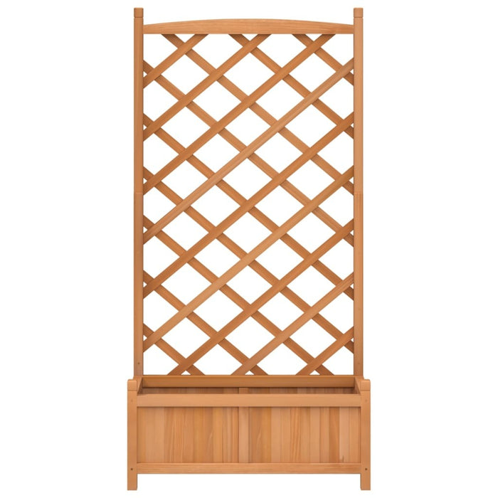 Planter with Trellis Solid Fir Wood Garden Climbing Plants Outdoor Decor Brown