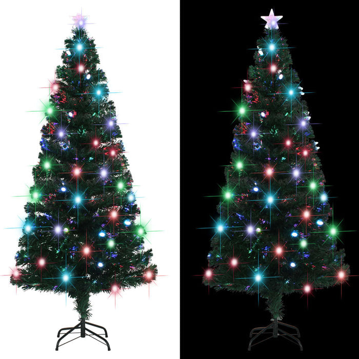 Pre-Lit Artificial Christmas Tree with Stand 180cm Fibre Optic LED Xmas Decor