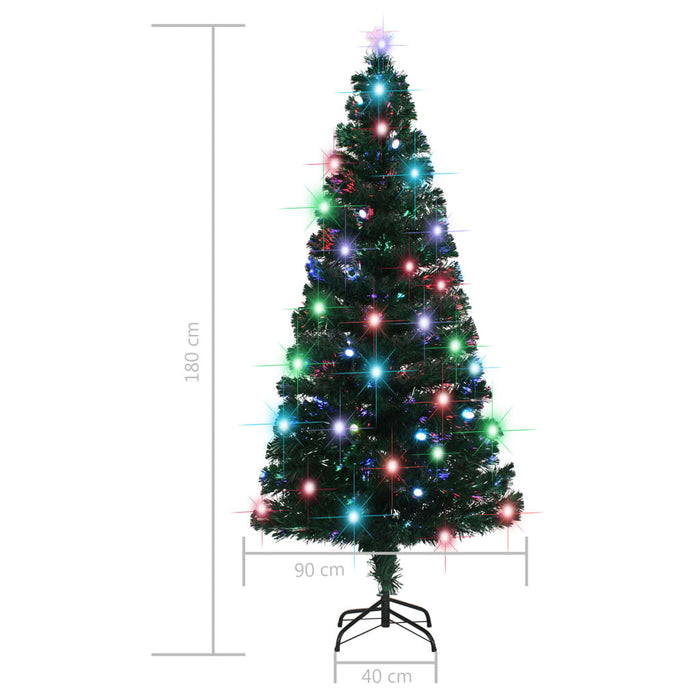 Pre-Lit Artificial Christmas Tree with Stand 180cm Fibre Optic LED Xmas Decor