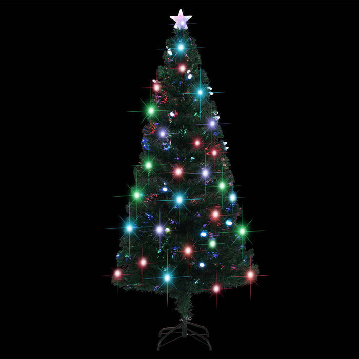 Pre-Lit Artificial Christmas Tree with Stand 180cm Fibre Optic LED Xmas Decor