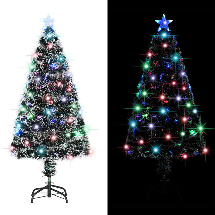 Pre-Lit Christmas Tree 120cm Fibre Optic LED Lights Stand Xmas Green White