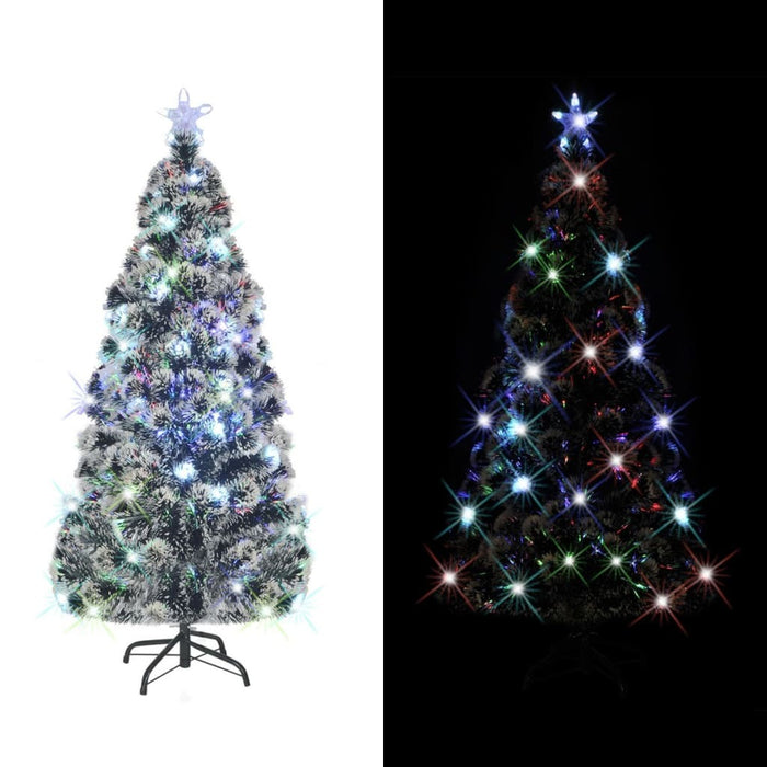 Pre-Lit Christmas Tree 210cm Fibre Optic LED Lights Stand Xmas Green White