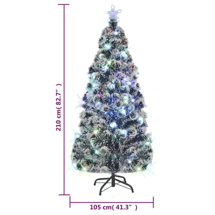 Pre-Lit Christmas Tree 210cm Fibre Optic LED Lights Stand Xmas Green White