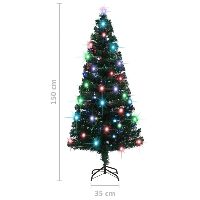 Pre-Lit Christmas Tree with Stand 150cm Fibre Optic LED Lights Xmas Decor
