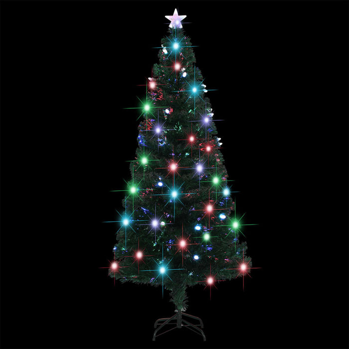 Pre-Lit Christmas Tree with Stand 150cm Fibre Optic LED Lights Xmas Decor
