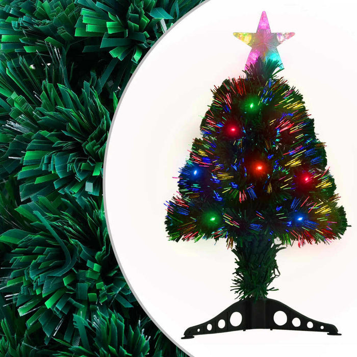 Pre-Lit Christmas Tree with Stand 64cm Fibre Optic LED Lights Xmas Decor