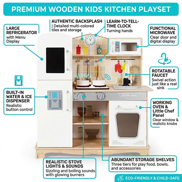 Pretend Cooking Play Toy with Realistic Light Sound Kids Kitchen Set Toy