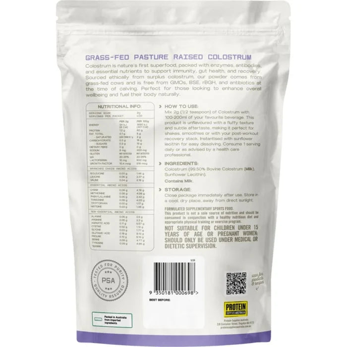 Protein Supplies Australia Colostrum Grass Fed Unflavoured 200g