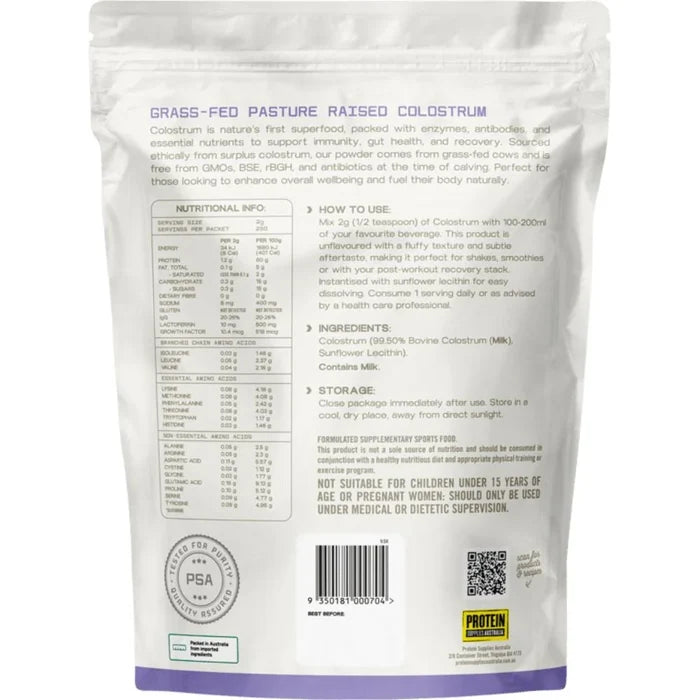 Protein Supplies Australia Colostrum Grass Fed Unflavoured 500g