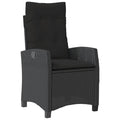 Reclining Garden Chair Poly Rattan Steel Frame Adjustable Cushions Patio Black