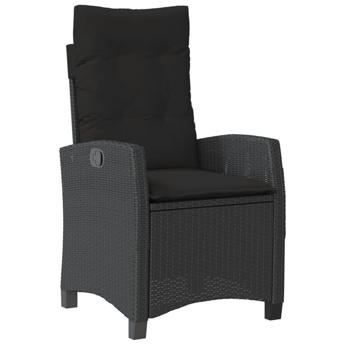 Reclining Garden Chair Poly Rattan Steel Frame Adjustable Cushions Patio Black