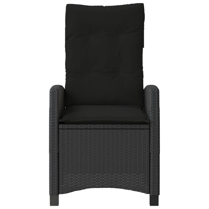 Reclining Garden Chair Poly Rattan Steel Frame Adjustable Cushions Patio Black