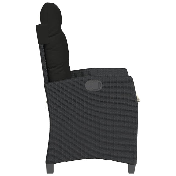 Reclining Garden Chair Poly Rattan Steel Frame Adjustable Cushions Patio Black