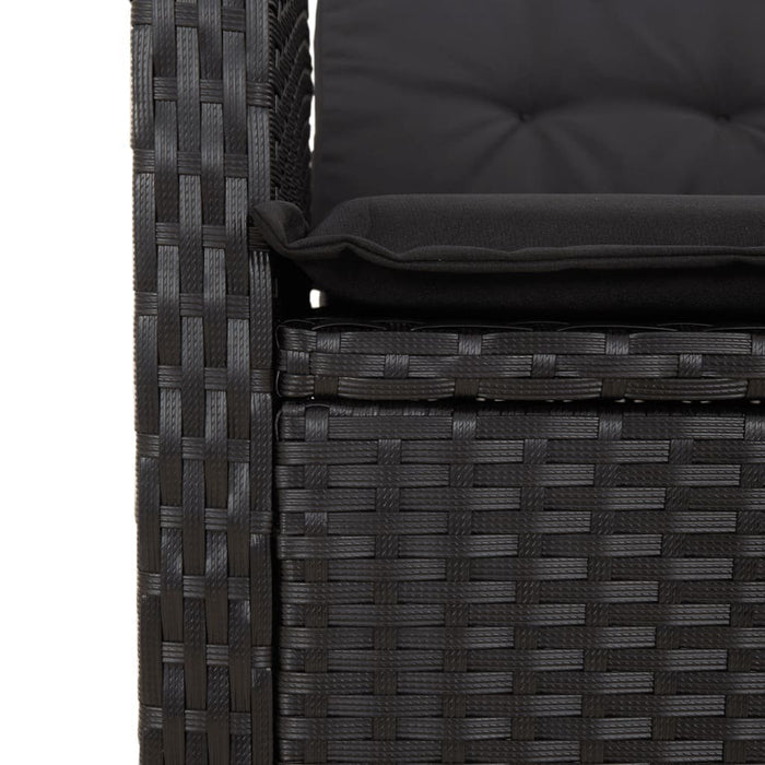 Reclining Garden Chair Poly Rattan Steel Frame Adjustable Cushions Patio Black