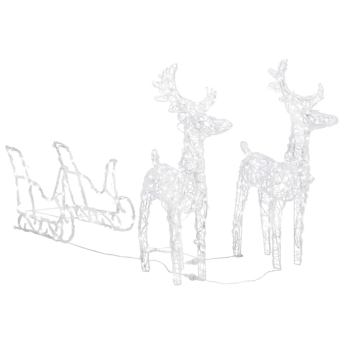 Reindeers & Sleigh Christmas Decoration 160 LEDs 130 cm Acrylic
